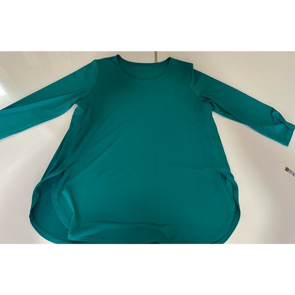 Susan Graver Tops - Women L Susan Graver simple Turquoise Green/blue Tunic 3/4 sleeve top blouse